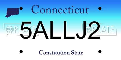 5ALLJ2 Connecticut License Plate