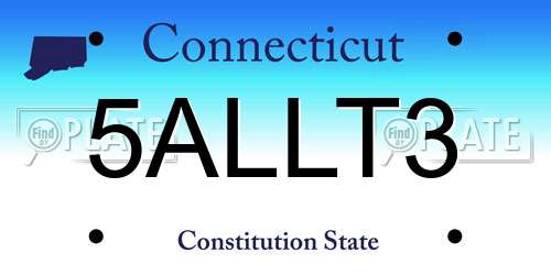 5ALLT3 Connecticut License Plate