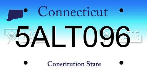 5ALT096 Connecticut License Plate