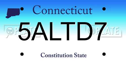 5ALTD7 Connecticut License Plate