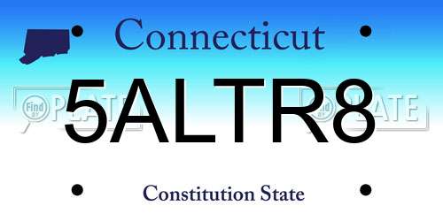 5ALTR8 Connecticut License Plate