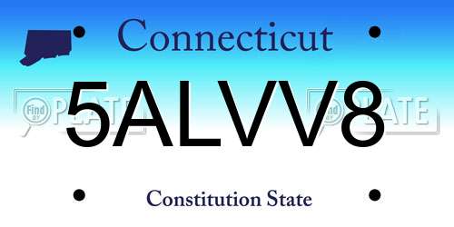 5ALVV8 Connecticut License Plate