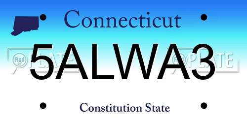 5ALWA3 Connecticut License Plate