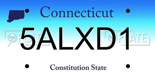 5ALXD1 Connecticut License Plate