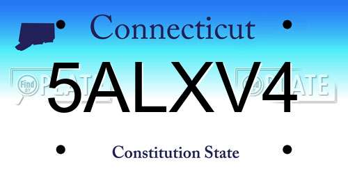 5ALXV4 Connecticut License Plate