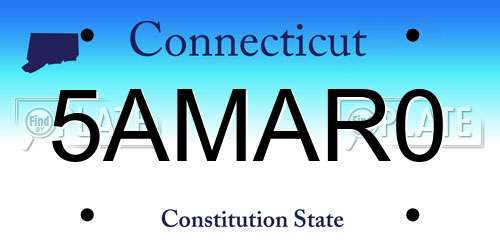 5AMAR0 Connecticut License Plate