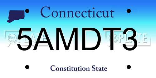 5AMDT3 Connecticut License Plate