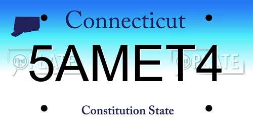 5AMET4 Connecticut License Plate