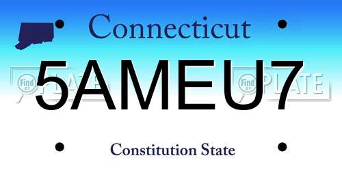 5AMEU7 Connecticut License Plate