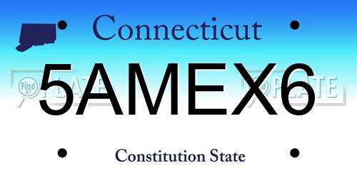 5AMEX6 Connecticut License Plate