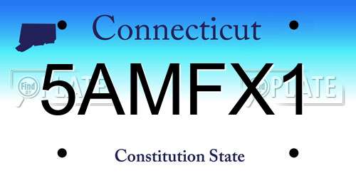 5AMFX1 Connecticut License Plate