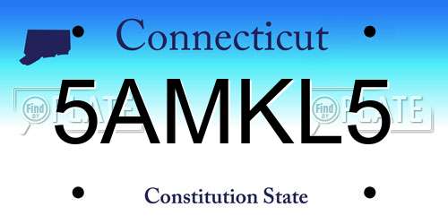 5AMKL5 Connecticut License Plate