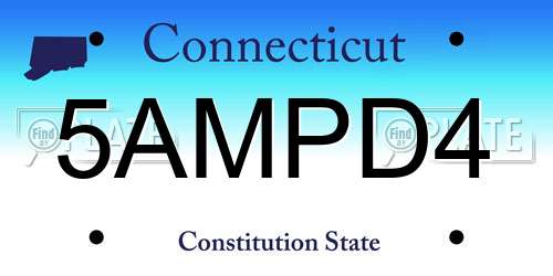 5AMPD4 Connecticut License Plate