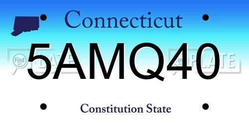 5AMQ40 Connecticut License Plate