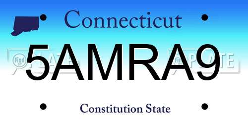 5AMRA9 Connecticut License Plate