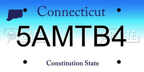 5AMTB4 Connecticut License Plate