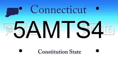 5AMTS4 Connecticut License Plate