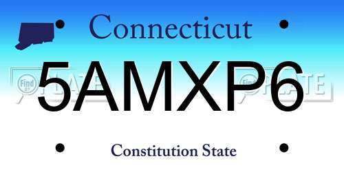 5AMXP6 Connecticut License Plate