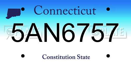 5AN6757 Connecticut License Plate