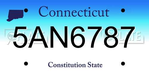 5AN6787 Connecticut License Plate