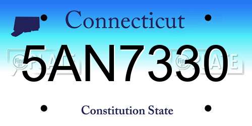 5AN7330 Connecticut License Plate