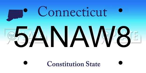 5ANAW8 Connecticut License Plate