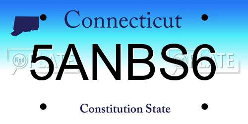 5ANBS6 Connecticut License Plate