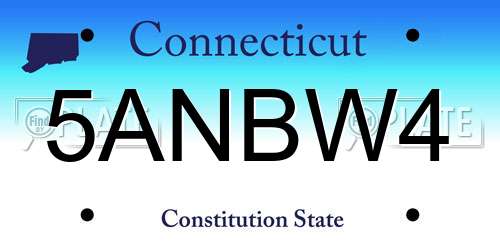 5ANBW4 Connecticut License Plate