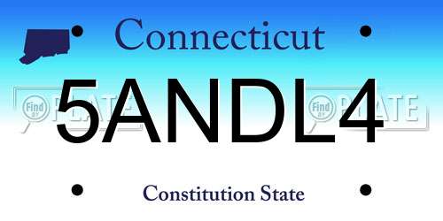 5ANDL4 Connecticut License Plate