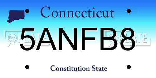 5ANFB8 Connecticut License Plate