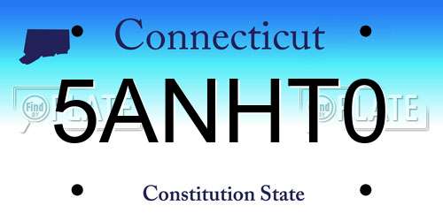 5ANHT0 Connecticut License Plate