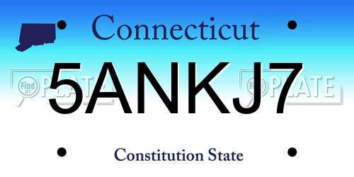 5ANKJ7 Connecticut License Plate
