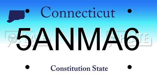 5ANMA6 Connecticut License Plate