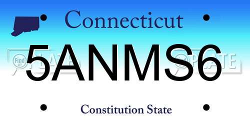 5ANMS6 Connecticut License Plate