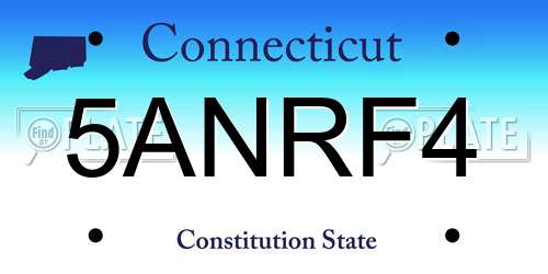 5ANRF4 Connecticut License Plate