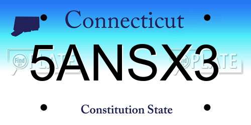 5ANSX3 Connecticut License Plate