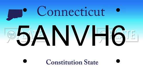 5ANVH6 Connecticut License Plate