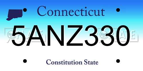 5ANZ330 Connecticut License Plate