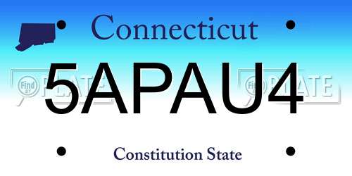 5APAU4 Connecticut License Plate