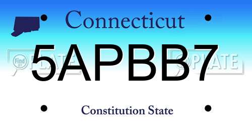 5APBB7 Connecticut License Plate