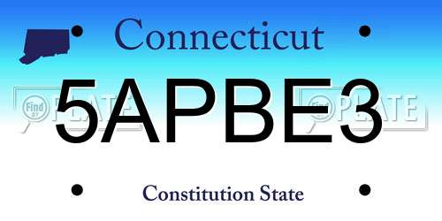 5APBE3 Connecticut License Plate