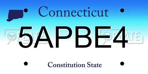5APBE4 Connecticut License Plate