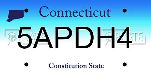 5APDH4 Connecticut License Plate
