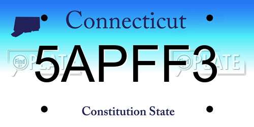 5APFF3 Connecticut License Plate