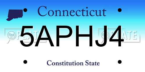 5APHJ4 Connecticut License Plate