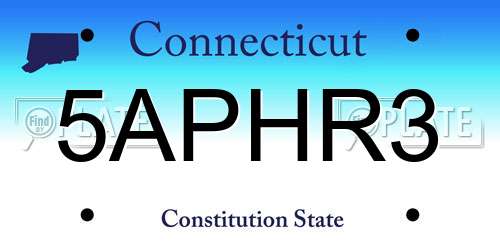 5APHR3 Connecticut License Plate