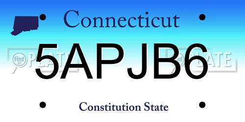 5APJB6 Connecticut License Plate
