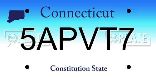 5APVT7 Connecticut License Plate