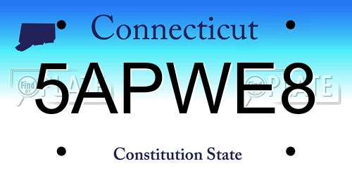 5APWE8 Connecticut License Plate
