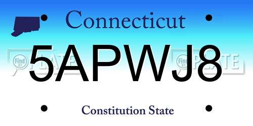 5APWJ8 Connecticut License Plate